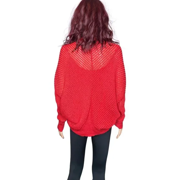 JLO Jennifer Lopez V neck Sparkle Sheer Sweater w/APT Red Cami Both XL - Picture 2 of 16